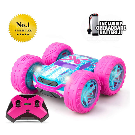 Exost rc 360 Cross Flash samochód kaskaderski różowy 1:18 - świecące koła - w komplecie. akumulator - samochód zdalnie sterowany