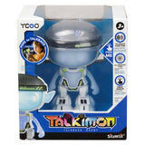 Mówiący robot Talkimon o srebrzystej barwie