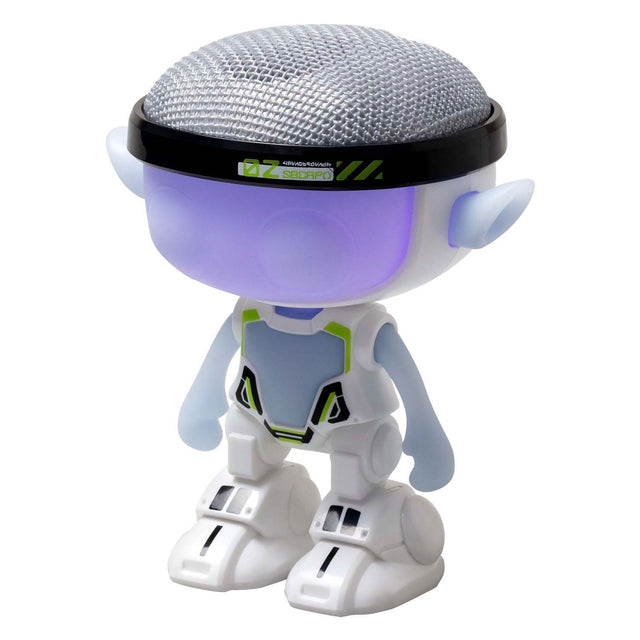 Mówiący robot Talkimon o srebrzystej barwie