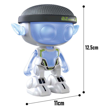 Mówiący robot Talkimon o srebrzystej barwie