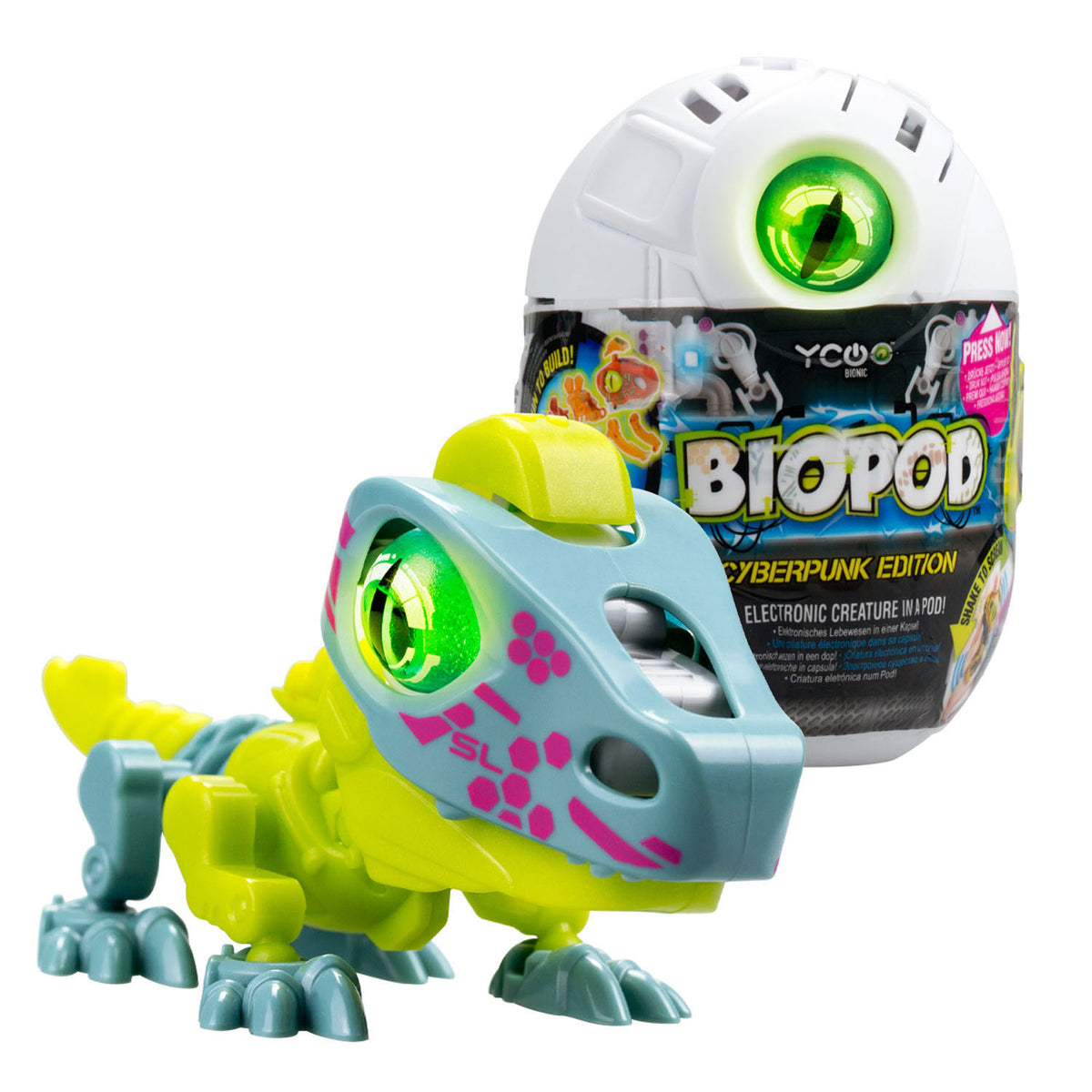 Srebrny biopod, pojedynczy cyberpunkowy dinozaur