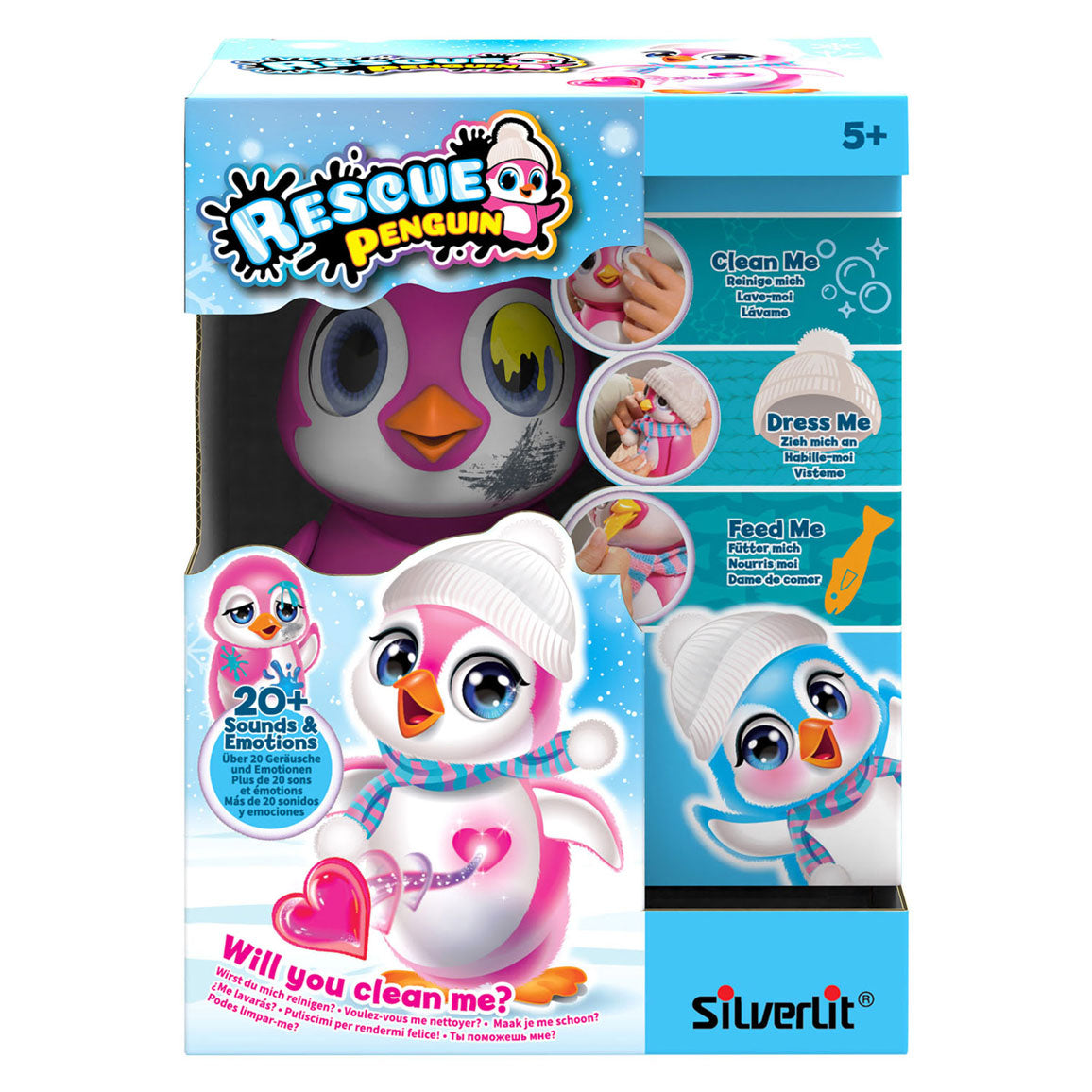 Silver Lit Rescue Interactive Penguin Pink