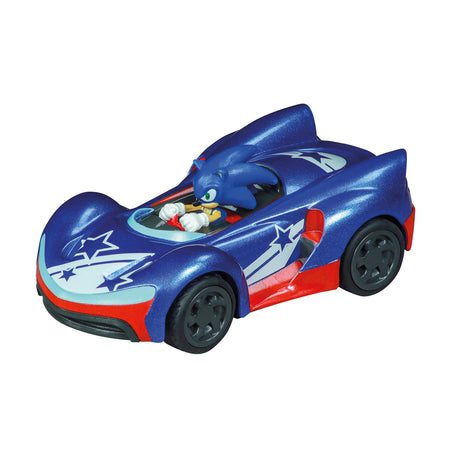 Samochód wyścigowy Carrera typu pull back Team Sonic Racing - niebieski