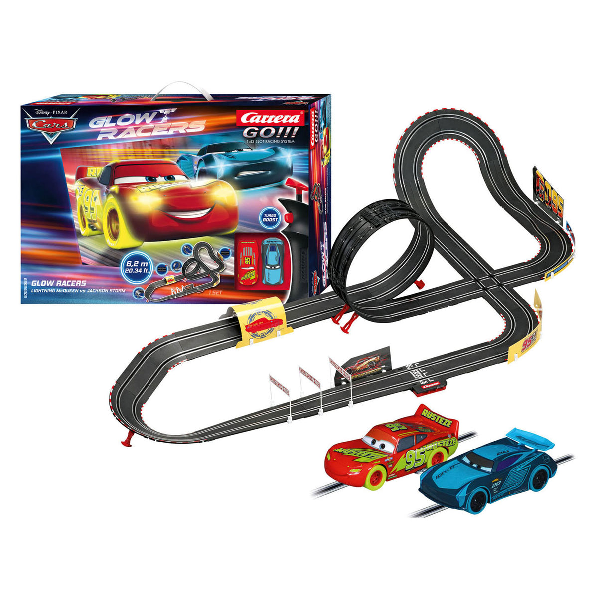 Carrera Go !!! Racebaan Disney Glow Racers
