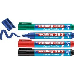 Marker do flipchartów edding z końcówką dłutową niebieski, zielony, czarny, czerwony