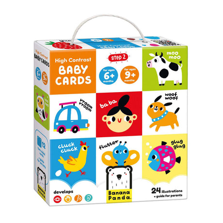 Panda Bananowa - kartki dla dzieci o wysokim kontraście 6m+ 9m+ - 24szt.