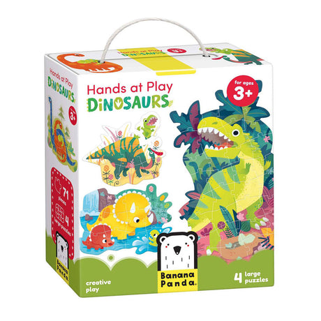 Puzzle dinozaurów z pandą bananową