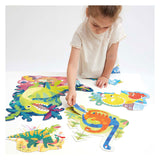 Puzzle dinozaurów z pandą bananową