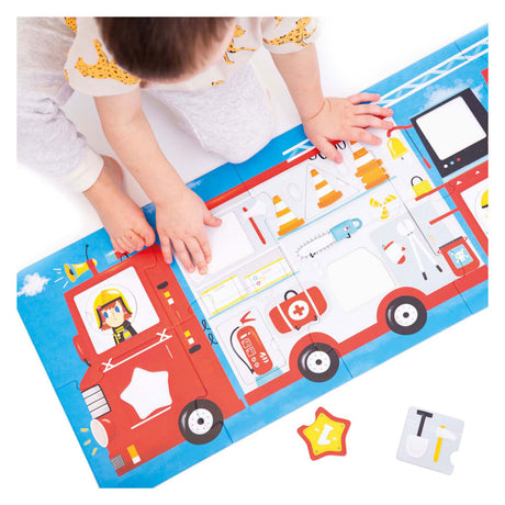 Panda bananowa - dopasuj puzzle do wozu strażackiego - 23 szt.