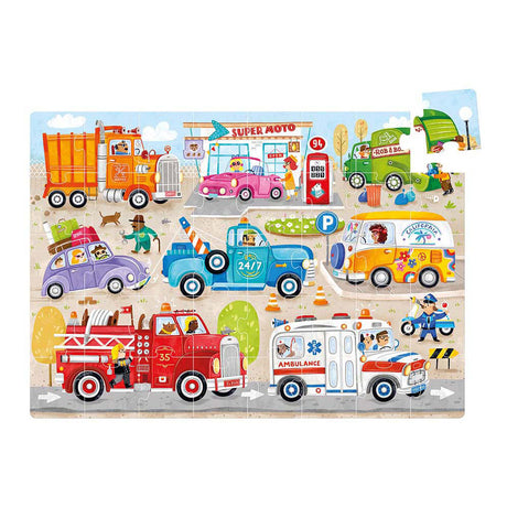 Puzzle samochodziki z pandą bananową - kartonowe zabawki edukacyjne 40 sztuk.