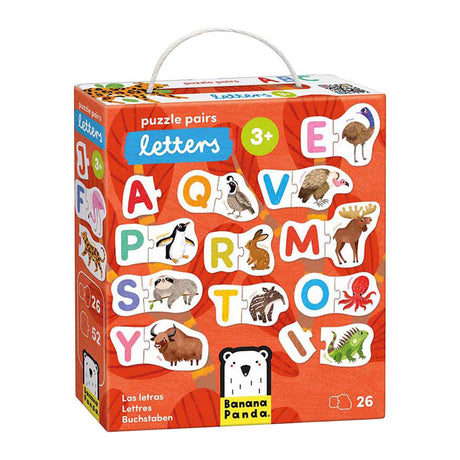 Panda bananowa - puzzle z literami - 26 elementów.