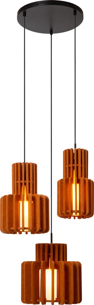 Lucide rollo - lampa wisząca - 3xe27 - terakota - japandi