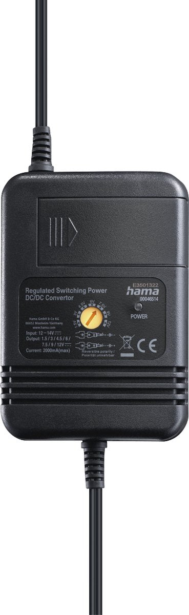 Zasilacz Hama do samochodu regulowany 2000mA 24W max. 12v st. 8 adapterów