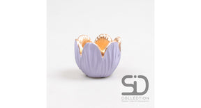 Tulp waxinelichthouder cement 8.5x6.5 cm lila