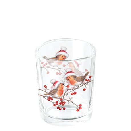 Świecznik na tealighty Ambiente Christmas Robins biały