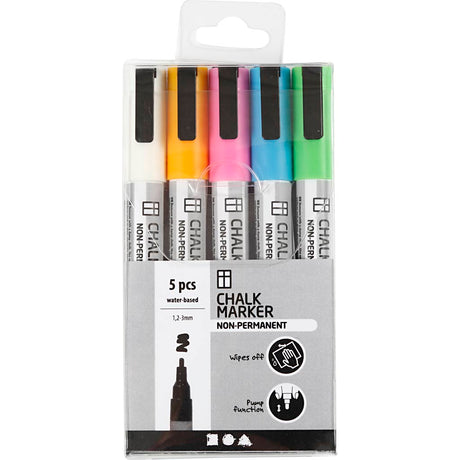 Firma Creativ https: www.cchobby.nl Markery kredowe-Grubość linii-1-2-3-mm-mocne-kolory-5-sztuka-1-pudełko