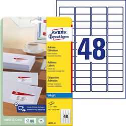 Etykiety adresowe Avery J4791-25 laserowe białe