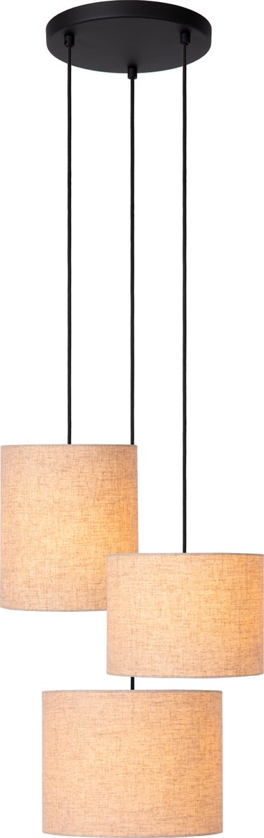 Lucide Maya - lampa wisząca - ø 46 cm - 3xe27 - beż - japandi