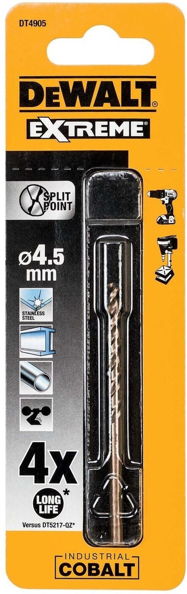 Wiertło kobaltowe przemysłowe Dewalt dt4905 hss 4,5mm
