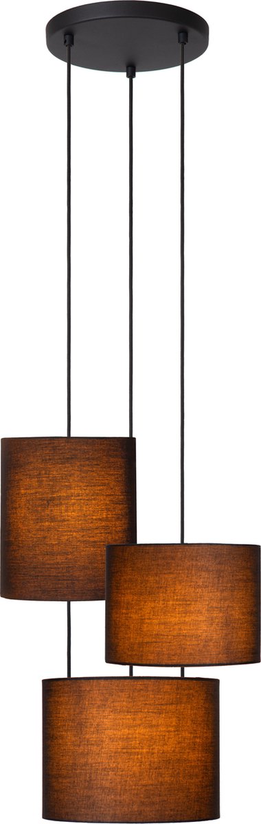 Lucide Maya - lampa wisząca - ø 46 cm - 3xe27 - czarny - japandi