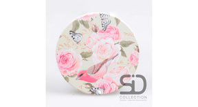 Set 4 onderzetter rond vogel vlinders roze 10x10x0.7 cm