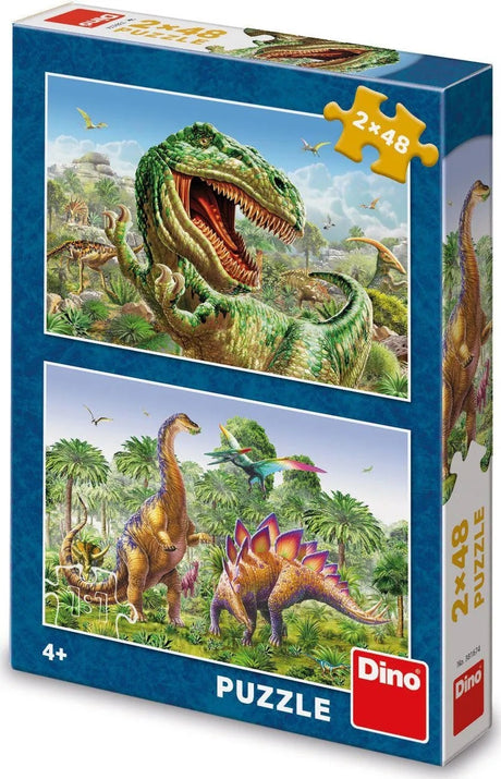 Puzzle dinozaurów Dinotoys - bitwa dinozaurów - 2 x 48 elementów