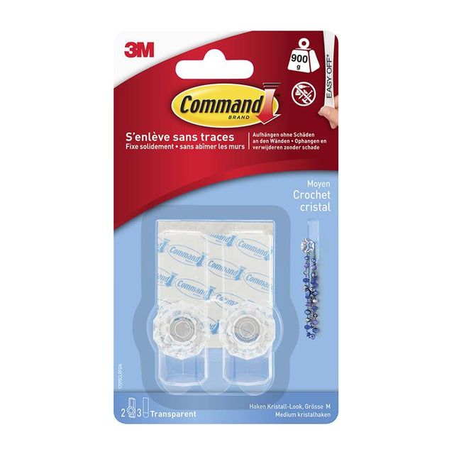 3m 1060676 - Haczyk z przezroczystego kryształu Command, średni, 2hk + 3s op | 8 sztuk