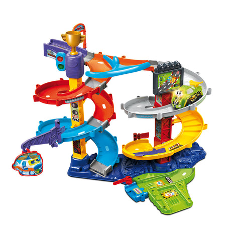 Vtech Toot Toot Cars Tornado Stunt Park - Tor wyścigowy z wieżą samochodową z samochodem kaskaderskim Sam - zachęca do odgrywania ról - prezent - od 1 do 5 lat
