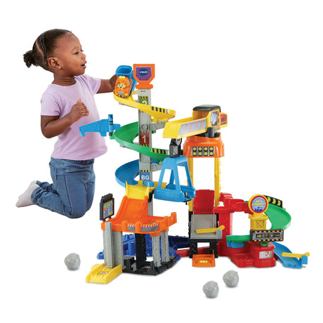 Vtech Toot Toot Cars mega zestaw do zabawy na placu budowy - z samochodzikiem - edukacyjne i interaktywne zabawki dla dzieci - prezent - od 1 do 5 lat