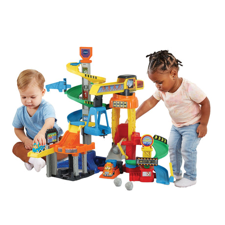 Vtech Toot Toot Cars mega zestaw do zabawy na placu budowy - z samochodzikiem - edukacyjne i interaktywne zabawki dla dzieci - prezent - od 1 do 5 lat