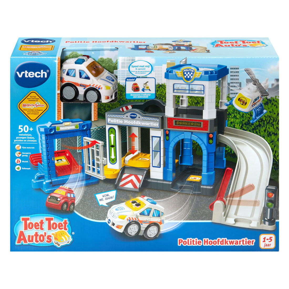 Komenda policji Vtech toot toot - w tym funkcjonariusz Alex - zabawki edukacyjne - czas łapać złoczyńców - 3 magiczne czujniki - od 1 roku