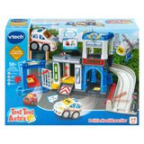 Komenda policji Vtech toot toot - w tym funkcjonariusz Alex - zabawki edukacyjne - czas łapać złoczyńców - 3 magiczne czujniki - od 1 roku