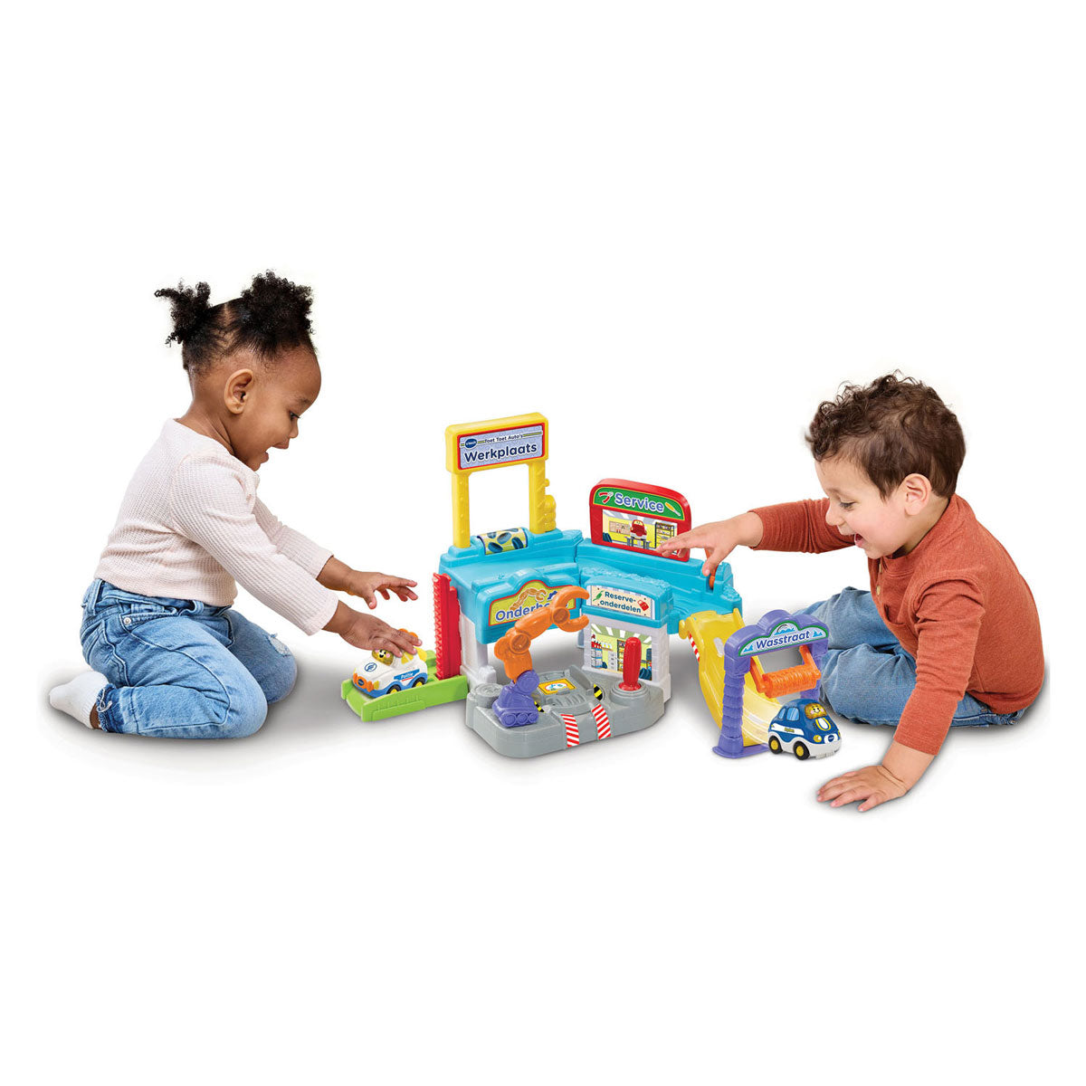 Samochody Vtech Toot Toot - warsztat - zabawki interaktywne - w tym samochód Ayden - zabawki od 1 roku życia