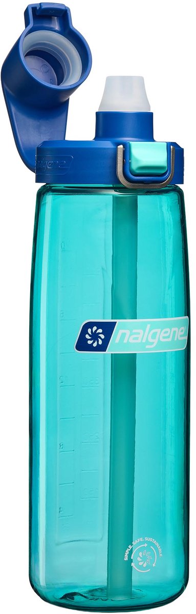 Nalgene - butelka ze słomką - butelka do picia - butelka na wodę - słomka - 650ml niebieska aqua ciemnoniebieska zakrętka podtrzymująca nowość!