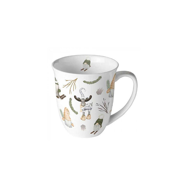 Kubek Ambiente 400ml leśne krasnale białe
