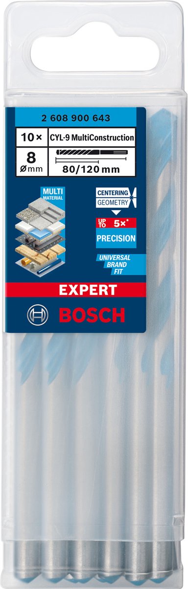 Wiertarka uniwersalna Bosch Expert cyl-9 multiconstruction 10szt 8x80x120
