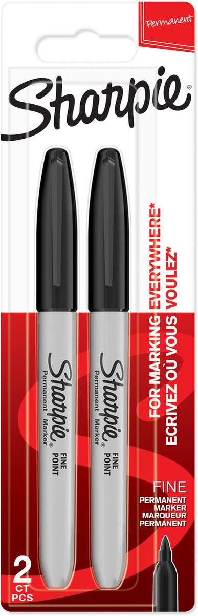 Markery permanentne Sharpie | słuszna uwaga | czarny atrament | 2 szt