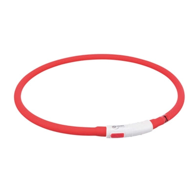 Trixie świecąca obroża dla psa USB, silikonowa, ładowana, czerwona