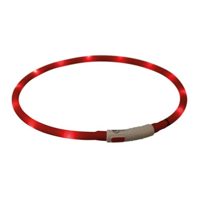Trixie świecąca obroża dla psa USB, silikonowa, ładowana, czerwona