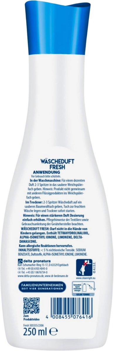Perfumy do prania Dr Beckmann - świeże - 250 ml - długotrwały zapach - do wszystkich rodzajów tekstyliów