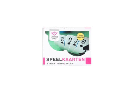 Karty do gry Longfield 100% plastik, 2 zestawy w plastikowym pudełku do pokera brydżowego