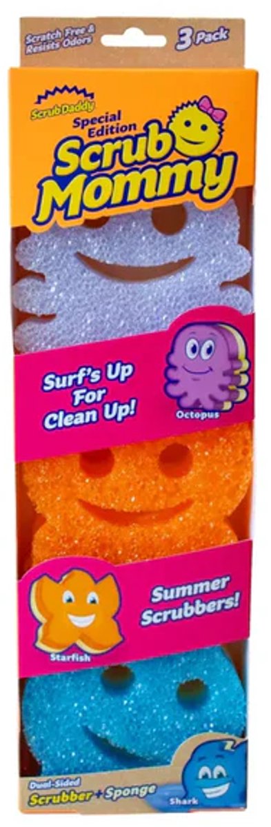 Scrub Daddy Peeling Mommy - Beach Buddies - edycja limitowana - - 3 opakowania - gąbka do czyszczenia