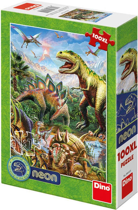 Puzzle Dinotoys Dino Neon Dinozaur - 100 sztuk xl