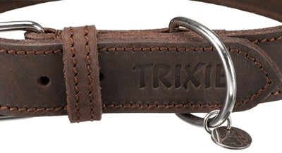 Obroża Trixie dla psa rustykalna gruba skóra w kolorze ciemnobrązowym