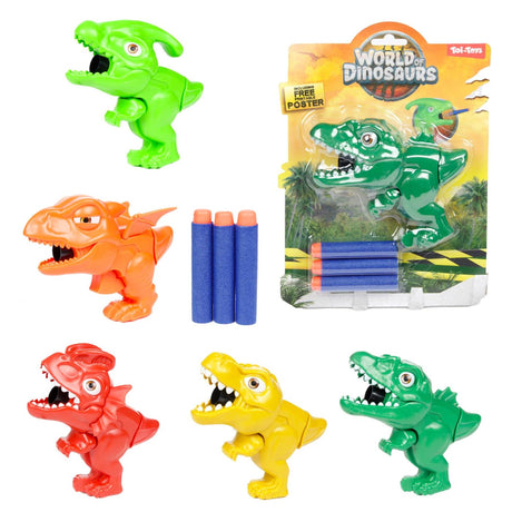 Mini pistolet dinozaurów ze strzałkami Toi-toys World of Dinozaury, 4 szt.