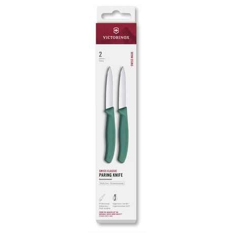 Nóż do obierania Victorinox 2 sztuki, zielony, gładki, szpiczasty, 8 cm