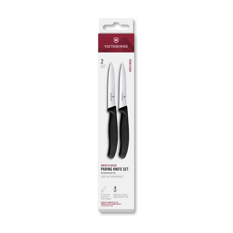 Nóż do obierania Victorinox gładki + ząbkowany czarny 10cm