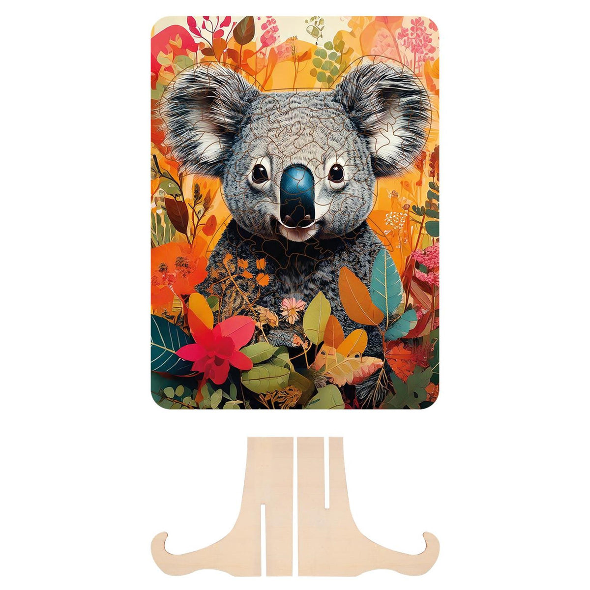 Drewniane puzzle Moxy koala o unikalnych kształtach, 130szt