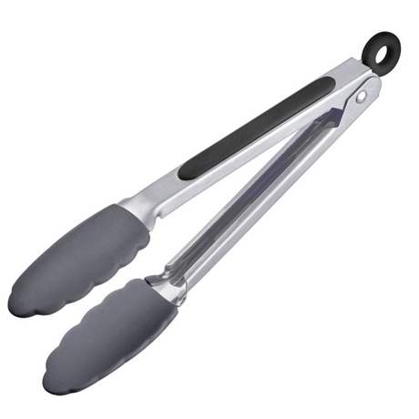 Szczypce do serwowania Westmark, z silikonowymi miskami i gumowymi uchwytami, długość: 27 cm, plastikowy silikon ze stali nierdzewnej, klasyczne silikonowe midi, srebrno-czarne, 16172270