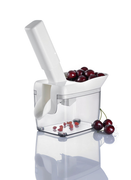 Westmark Cherry Destacker z lejkiem, pojemnikiem na rdzenie i książeczką z przepisami, wysokość: 30 cm, tworzywo sztuczne ze stali nierdzewnej, kernfix, biały ciemnoszary przezroczysty, 40352260